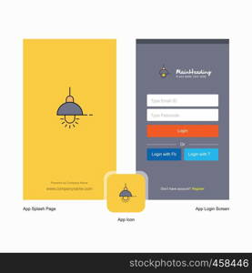 Company Light Splash Screen and Login Page design with Logo template. Mobile Online Business Template