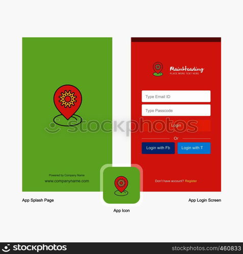 Company Location setting Splash Screen and Login Page design with Logo template. Mobile Online Business Template
