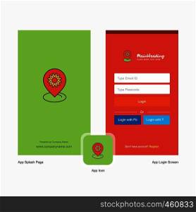 Company Location setting Splash Screen and Login Page design with Logo template. Mobile Online Business Template