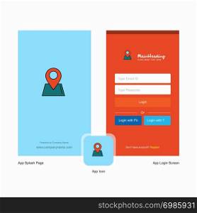 Company Location Splash Screen and Login Page design with Logo template. Mobile Online Business Template