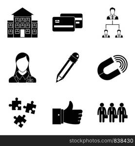 Company manufacturer icons set. Simple set of 9 company manufacturer vector icons for web isolated on white background. Company manufacturer icons set, simple style