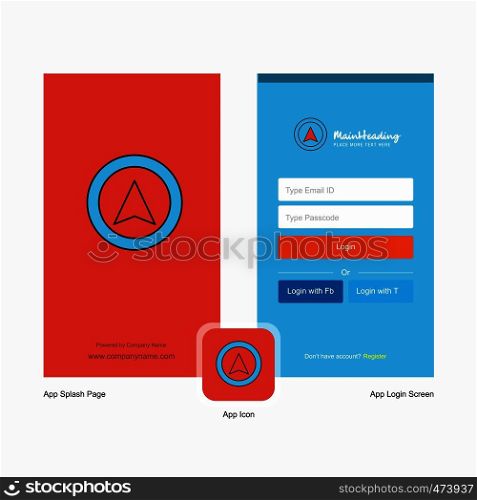 Company Map pointer Splash Screen and Login Page design with Logo template. Mobile Online Business Template