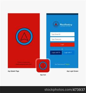 Company Map pointer Splash Screen and Login Page design with Logo template. Mobile Online Business Template