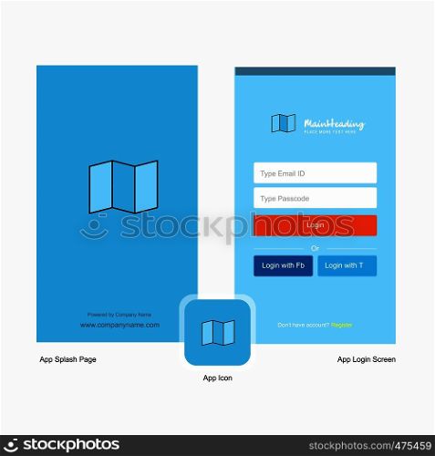 Company Map Splash Screen and Login Page design with Logo template. Mobile Online Business Template