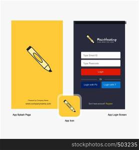 Company Marker Splash Screen and Login Page design with Logo template. Mobile Online Business Template