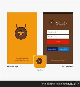 Company Medal Splash Screen and Login Page design with Logo template. Mobile Online Business Template