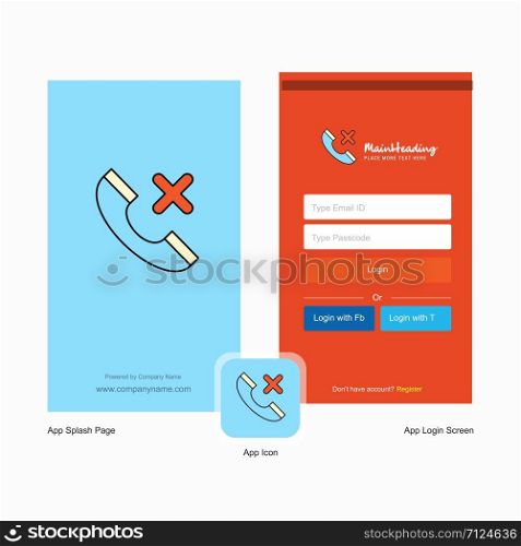 Company Medical call Splash Screen and Login Page design with Logo template. Mobile Online Business Template