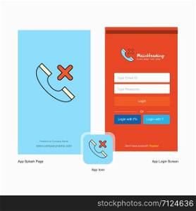 Company Medical call Splash Screen and Login Page design with Logo template. Mobile Online Business Template