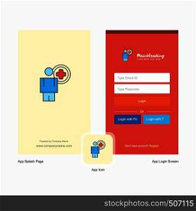 Company Medical doctor Splash Screen and Login Page design with Logo template. Mobile Online Business Template
