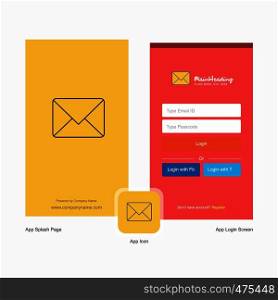 Company Message Splash Screen and Login Page design with Logo template. Mobile Online Business Template