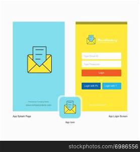 Company Message Splash Screen and Login Page design with Logo template. Mobile Online Business Template