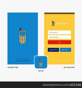Company Mobile phone Splash Screen and Login Page design with Logo template. Mobile Online Business Template