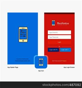 Company Mobile setting Splash Screen and Login Page design with Logo template. Mobile Online Business Template