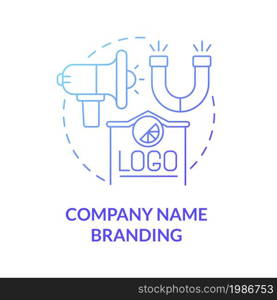 Company name branding blue gradient concept icon. Business planning and marketing strategy. Brand identity abstract idea thin line illustration. Vector isolated outline color drawing. Company name branding blue gradient concept icon