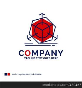Company Name Logo Design For 3d, change, correction, modification, object. Blue and red Brand Name Design with place for Tagline. Abstract Creative Logo template for Small and Large Business.