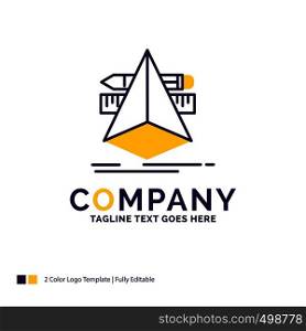 Company Name Logo Design For 3d, design, designer, sketch, tools. Purple and yellow Brand Name Design with place for Tagline. Creative Logo template for Small and Large Business.