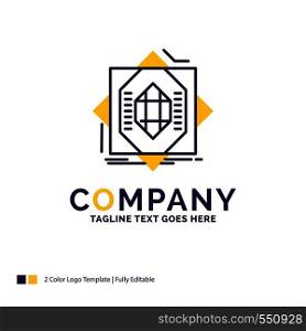 Company Name Logo Design For Abstract, core, fabrication, formation, forming. Purple and yellow Brand Name Design with place for Tagline. Creative Logo template for Small and Large Business.