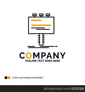 Company Name Logo Design For Ad, advertisement, advertising, billboard, promo. Purple and yellow Brand Name Design with place for Tagline. Creative Logo template for Small and Large Business.