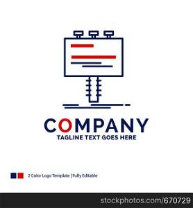 Company Name Logo Design For Ad, advertisement, advertising, billboard, promo. Blue and red Brand Name Design with place for Tagline. Abstract Creative Logo template for Small and Large Business.