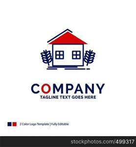 Company Name Logo Design For agriculture, urban, ecology, environment, farming. Blue and red Brand Name Design with place for Tagline. Abstract Creative Logo template for Small and Large Business.