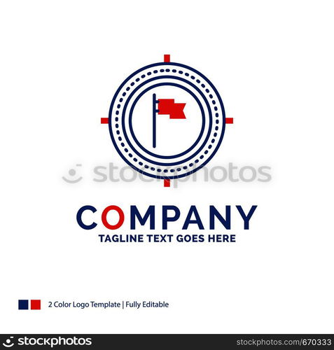 Company Name Logo Design For Aim, business, deadline, flag, focus. Blue and red Brand Name Design with place for Tagline. Abstract Creative Logo template for Small and Large Business.