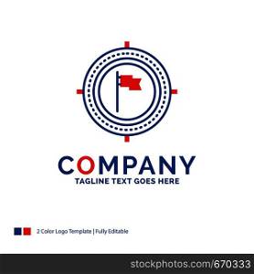 Company Name Logo Design For Aim, business, deadline, flag, focus. Blue and red Brand Name Design with place for Tagline. Abstract Creative Logo template for Small and Large Business.