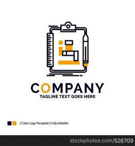 Company Name Logo Design For Algorithm, process, scheme, work, workflow. Purple and yellow Brand Name Design with place for Tagline. Creative Logo template for Small and Large Business.