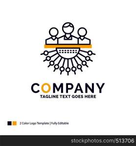 Company Name Logo Design For Allocation, group, human, management, outsource. Purple and yellow Brand Name Design with place for Tagline. Creative Logo template for Small and Large Business.