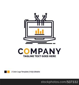 Company Name Logo Design For Analysis, analytical, management, online, platform. Purple and yellow Brand Name Design with place for Tagline. Creative Logo template for Small and Large Business.