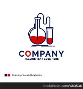 Company Name Logo Design For Analysis, chemistry, flask, research, test. Blue and red Brand Name Design with place for Tagline. Abstract Creative Logo template for Small and Large Business.