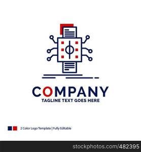 Company Name Logo Design For Analysis, data, datum, processing, reporting. Blue and red Brand Name Design with place for Tagline. Abstract Creative Logo template for Small and Large Business.
