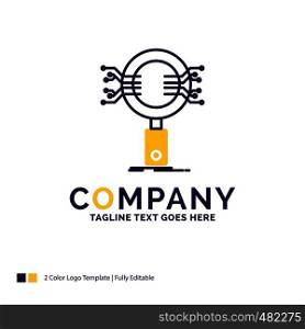 Company Name Logo Design For Analysis, Search, information, research, Security. Purple and yellow Brand Name Design with place for Tagline. Creative Logo template for Small and Large Business.