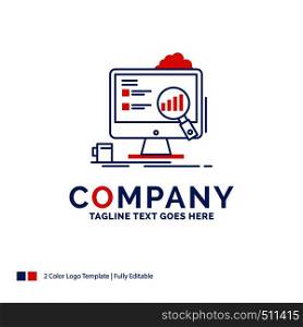 Company Name Logo Design For analytics, board, presentation, laptop, statistics. Blue and red Brand Name Design with place for Tagline. Abstract Creative Logo template for Small and Large Business.