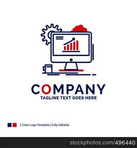 Company Name Logo Design For Analytics, chart, seo, web, Setting. Blue and red Brand Name Design with place for Tagline. Abstract Creative Logo template for Small and Large Business.