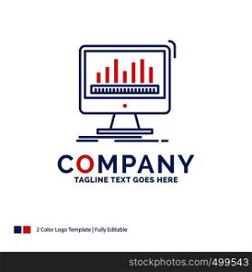 Company Name Logo Design For analytics, processing, dashboard, data, stats. Blue and red Brand Name Design with place for Tagline. Abstract Creative Logo template for Small and Large Business.