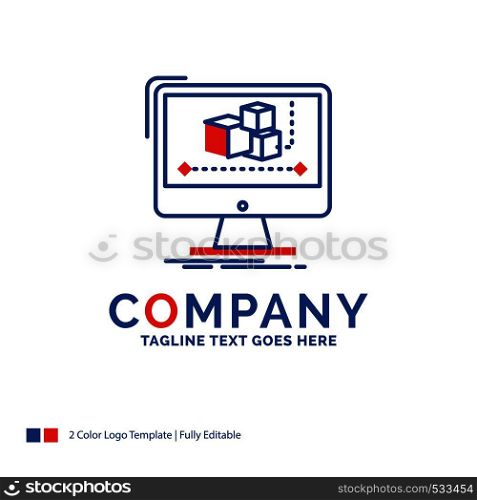 Company Name Logo Design For Animation, computer, editor, monitor, software. Blue and red Brand Name Design with place for Tagline. Abstract Creative Logo template for Small and Large Business.