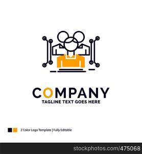 Company Name Logo Design For Anthropometry, body, data, human, public. Purple and yellow Brand Name Design with place for Tagline. Creative Logo template for Small and Large Business.