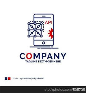 Company Name Logo Design For Api, Application, coding, Development, Mobile. Blue and red Brand Name Design with place for Tagline. Abstract Creative Logo template for Small and Large Business.