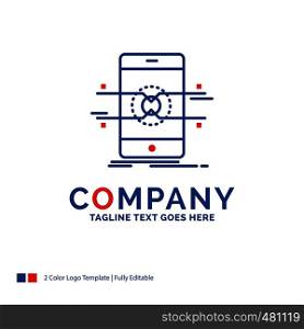Company Name Logo Design For Api, interface, mobile, phone, smartphone. Blue and red Brand Name Design with place for Tagline. Abstract Creative Logo template for Small and Large Business.