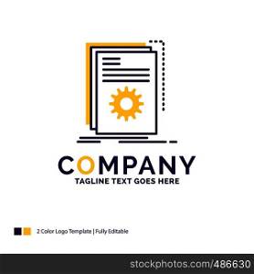 Company Name Logo Design For App, build, developer, program, script. Purple and yellow Brand Name Design with place for Tagline. Creative Logo template for Small and Large Business.
