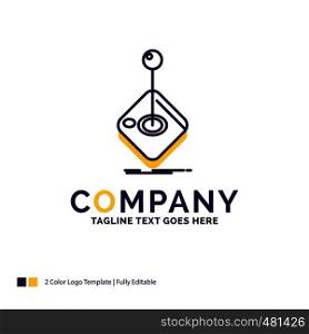 Company Name Logo Design For Arcade, game, gaming, joystick, stick. Purple and yellow Brand Name Design with place for Tagline. Creative Logo template for Small and Large Business.