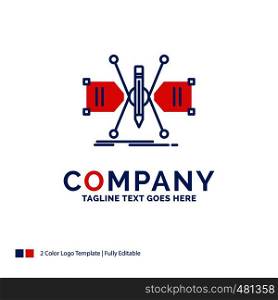 Company Name Logo Design For Architect, constructing, grid, sketch, structure. Blue and red Brand Name Design with place for Tagline. Abstract Creative Logo template for Small and Large Business.