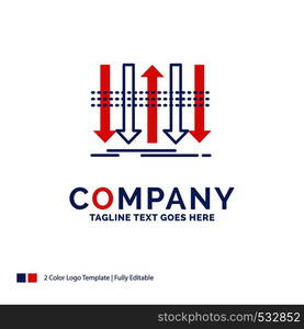 Company Name Logo Design For Arrow, business, distinction, forward, individuality. Blue and red Brand Name Design with place for Tagline. Abstract Creative Logo template for Small and Large Business.