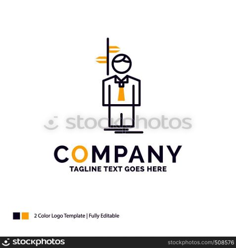 Company Name Logo Design For Arrow, choice, choose, decision, direction. Purple and yellow Brand Name Design with place for Tagline. Creative Logo template for Small and Large Business.