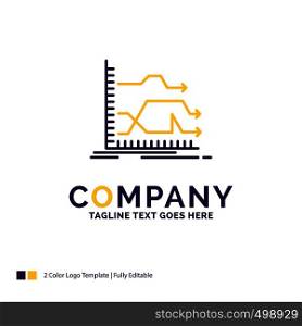 Company Name Logo Design For Arrows, forward, graph, market, prediction. Purple and yellow Brand Name Design with place for Tagline. Creative Logo template for Small and Large Business.