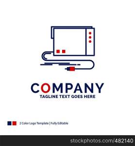 Company Name Logo Design For audio, card, external, interface, sound. Blue and red Brand Name Design with place for Tagline. Abstract Creative Logo template for Small and Large Business.