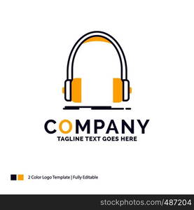 Company Name Logo Design For Audio, headphone, headphones, monitor, studio. Purple and yellow Brand Name Design with place for Tagline. Creative Logo template for Small and Large Business.