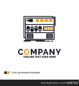 Company Name Logo Design For Audio, mastering, module, rackmount, sound. Purple and yellow Brand Name Design with place for Tagline. Creative Logo template for Small and Large Business.