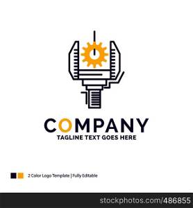 Company Name Logo Design For Automation, industry, machine, production, robotics. Purple and yellow Brand Name Design with place for Tagline. Creative Logo template for Small and Large Business.