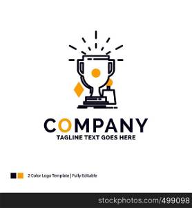 Company Name Logo Design For awards, game, sport, trophies, winner. Purple and yellow Brand Name Design with place for Tagline. Creative Logo template for Small and Large Business.